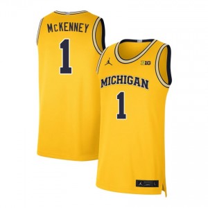 Men's Trey McKenney Maize Michigan Wolverines #1 College Basketball Alumni Jersey 111923-750