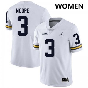 Women Fredrick Moore White Michigan Wolverines #3 College Football 2025 Jerseys 509220-397