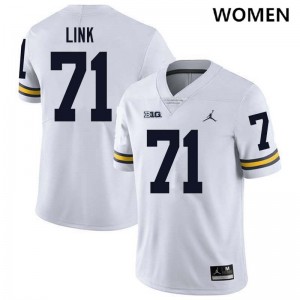 Women Evan Link White Michigan Wolverines #71 College Football Player Jerseys 219396-157