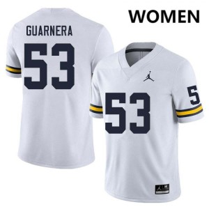 Women's Jake Guarnera White Michigan Wolverines #53 College Football Limited Jersey 783244-649