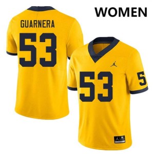 Women Jake Guarnera Yellow Michigan Wolverines #53 College Football Game Jerseys 579924-952