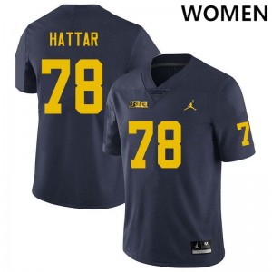 Womens Lawrence Hattar Navy Michigan Wolverines #78 College Football 2025-26 Jerseys 984559-903
