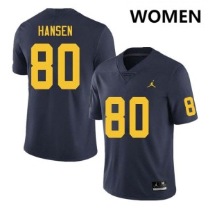Women Hogan Hansen Navy Michigan Wolverines #80 College Football Player Jerseys 113568-453