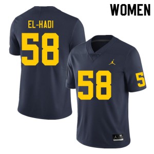Women's Giovanni El-Hadi Navy Michigan Wolverines #58 College Football Replica Jerseys 242020-305