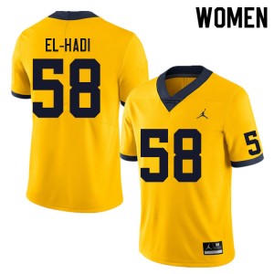 Women's Giovanni El-Hadi Yellow Michigan Wolverines #58 College Football 2025 Jerseys 462873-199