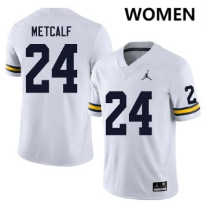 Womens Tevis Metcalf White Michigan Wolverines #24 College Football Alumni Jersey 526071-701