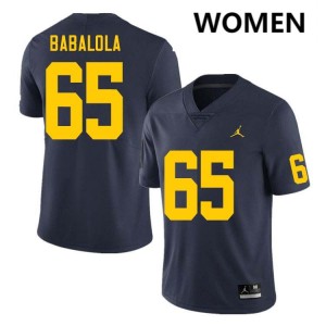 Womens Andrew Babalola Navy Michigan Wolverines #65 College Football 2025-26 Jersey 923596-509