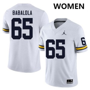 Women Andrew Babalola White Michigan Wolverines #65 College Football Official Jerseys 442571-211