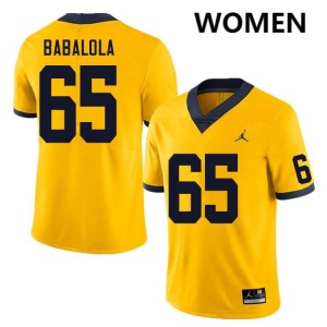 Womens Andrew Babalola Yellow Michigan Wolverines #65 College Football Game Jerseys 898131-105