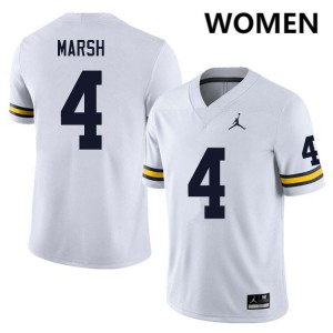 Women's Andrew Marsh White Michigan Wolverines #4 College Football Embroidery Jerseys 762998-469