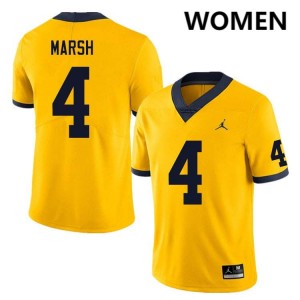 Women Andrew Marsh Yellow Michigan Wolverines #4 College Football NCAA Jerseys 978819-512