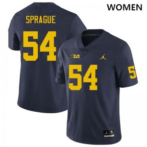 Women's Andrew Sprague Navy Michigan Wolverines #54 College Football Stitched Jerseys 232348-281