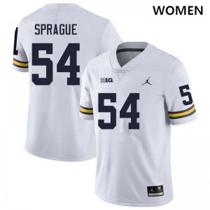 Women's Andrew Sprague White Michigan Wolverines #54 College Football Replica Jersey 308111-996