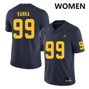 Women's Bobby Kanka Navy Michigan Wolverines #99 College Football Player Jersey 646511-530