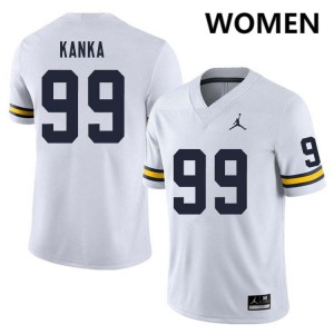 Women's Bobby Kanka White Michigan Wolverines #99 College Football Stitched Jerseys 325255-514