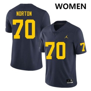 Women Brady Norton Navy Michigan Wolverines #70 College Football Stitched Jersey 537459-757