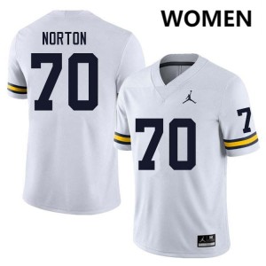 Womens Brady Norton White Michigan Wolverines #70 College Football Embroidery Jersey 411117-715