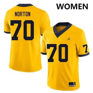 Womens Brady Norton Yellow Michigan Wolverines #70 College Football High School Jerseys 499990-671