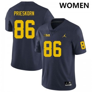 Women's Brady Prieskorn Navy Michigan Wolverines #86 College Football University Jerseys 379757-291