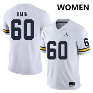 Women Brooks Bahr White Michigan Wolverines #60 College Football Embroidery Jerseys 133180-312