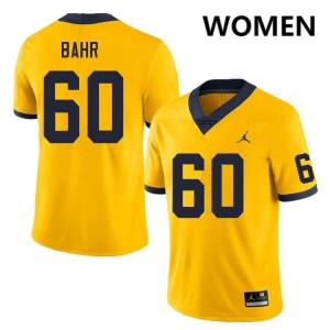 Womens Brooks Bahr Yellow Michigan Wolverines #60 College Football High School Jerseys 292935-944