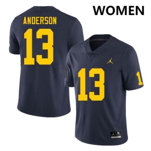 Women's Caleb Anderson Navy Michigan Wolverines #13 College Football 2025-26 Jersey 243950-867
