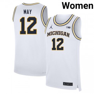 Women Charlie May White Michigan Wolverines #12 College Basketball Official Jersey 427247-846