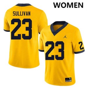 Womens Cole Sullivan Yellow Michigan Wolverines #23 College Football University Jerseys 154768-496