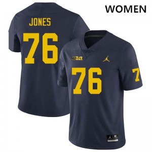 Women Connor Jones Navy Michigan Wolverines #76 College Football Official Jersey 461589-777
