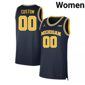 Women's Custom Navy Michigan Wolverines #00 College Basketball Player Jersey 244779-327