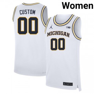 Women Custom White Michigan Wolverines #00 College Basketball Game Jersey 283707-172