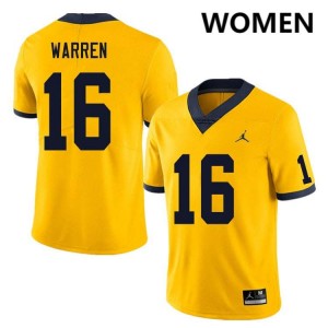 Womens Davis Warren Yellow Michigan Wolverines #16 College Football Replica Jerseys 917847-976