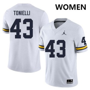 Women's Deakon Tonielli White Michigan Wolverines #43 College Football Player Jerseys 775296-365