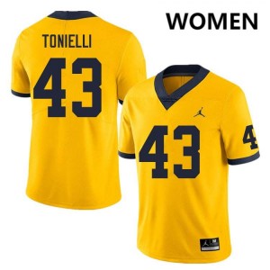 Women Deakon Tonielli Yellow Michigan Wolverines #43 College Football Game Jersey 850170-652