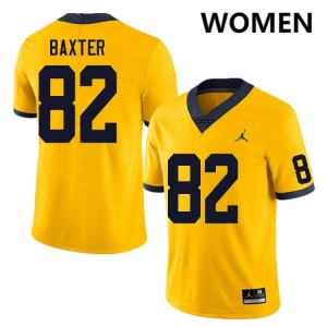 Women's Devon Baxter Yellow Michigan Wolverines #82 College Football Game Jerseys 619416-343