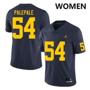 Women Deyvid Palepale Navy Michigan Wolverines #54 College Football University Jerseys 449626-490