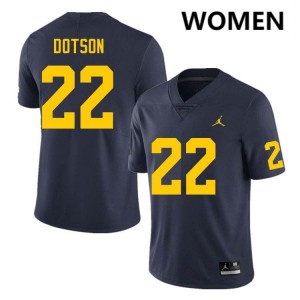 Women's Elijah Dotson Navy Michigan Wolverines #22 College Football Alumni Jersey 812527-841