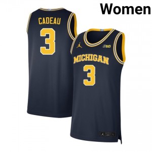 Women Elliot Cadeau Navy Michigan Wolverines #3 College Basketball University Jersey 113563-666