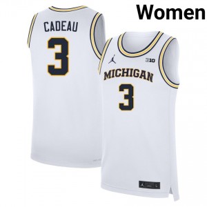Womens Elliot Cadeau White Michigan Wolverines #3 College Basketball Limited Jersey 891812-170