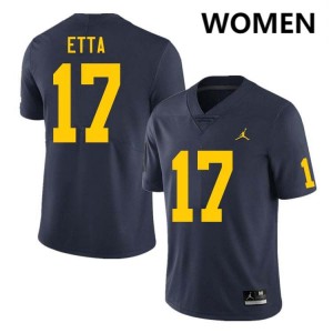 Women Enow Etta Navy Michigan Wolverines #17 College Football Stitched Jersey 227890-207