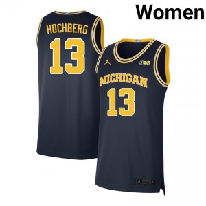 Womens Harrison Hochberg Navy Michigan Wolverines #13 College Basketball Alumni Jerseys 498827-638