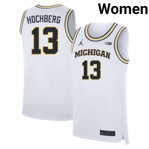 Women Harrison Hochberg White Michigan Wolverines #13 College Basketball Stitched Jersey 415119-108