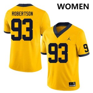 Women's Hunter Robertson Yellow Michigan Wolverines #93 College Football Replica Jersey 717986-637