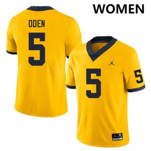 Womens Jacob Oden Yellow Michigan Wolverines #5 College Football Official Jersey 166839-694