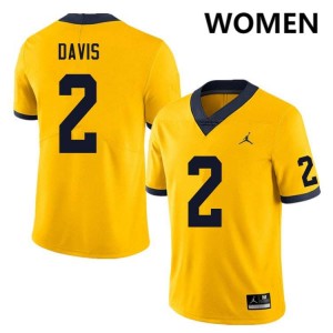 Women Jadyn Davis Yellow Michigan Wolverines #2 College Football Replica Jersey 310349-415