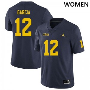 Womens Jake Garcia Navy Michigan Wolverines #12 College Football 2025 Jersey 908377-814