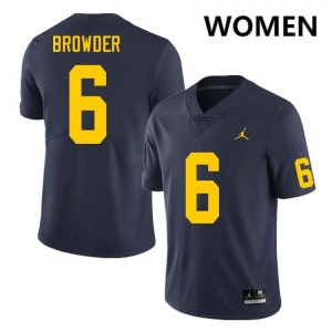 Women Jamar Browder Navy Michigan Wolverines #6 College Football NCAA Jersey 178742-981