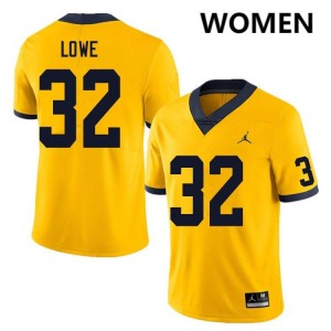 Women Jeremiah Lowe Yellow Michigan Wolverines #32 College Football Player Jersey 682859-319