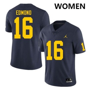 Women's Jo'Ziah Edmond Navy Michigan Wolverines #16 College Football University Jersey 148446-124