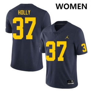 Women Julius Holly Navy Michigan Wolverines #37 College Football Embroidery Jersey 261325-957